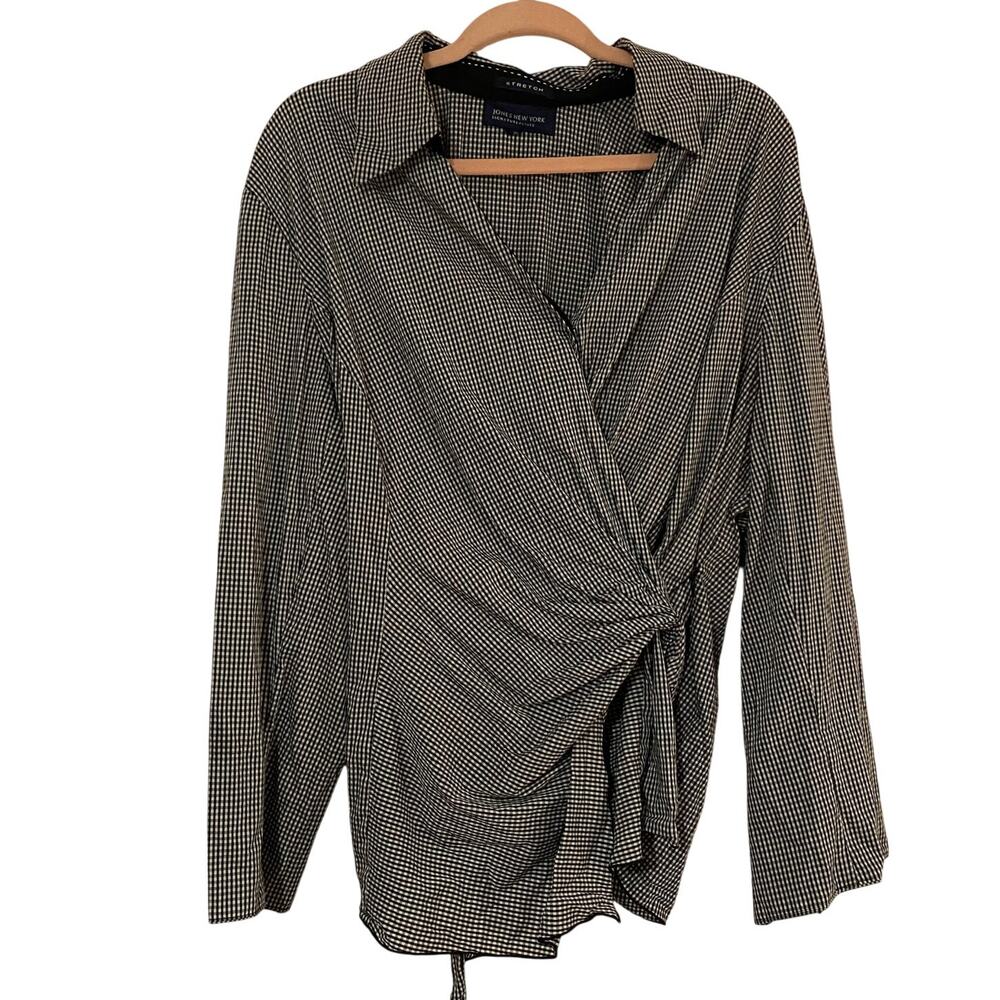 Jones New York Petite 3X Black & White Checkered Top